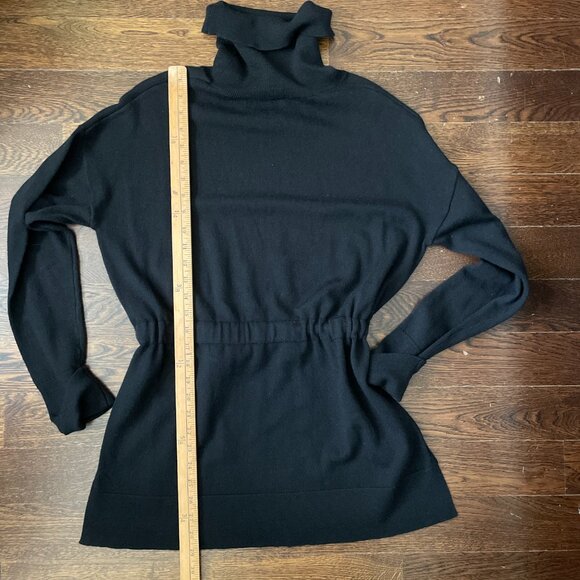 NEW Tahari Black Merino Wool Belted Turtleneck Sweater Tunic-Large - Picture 7 of 7